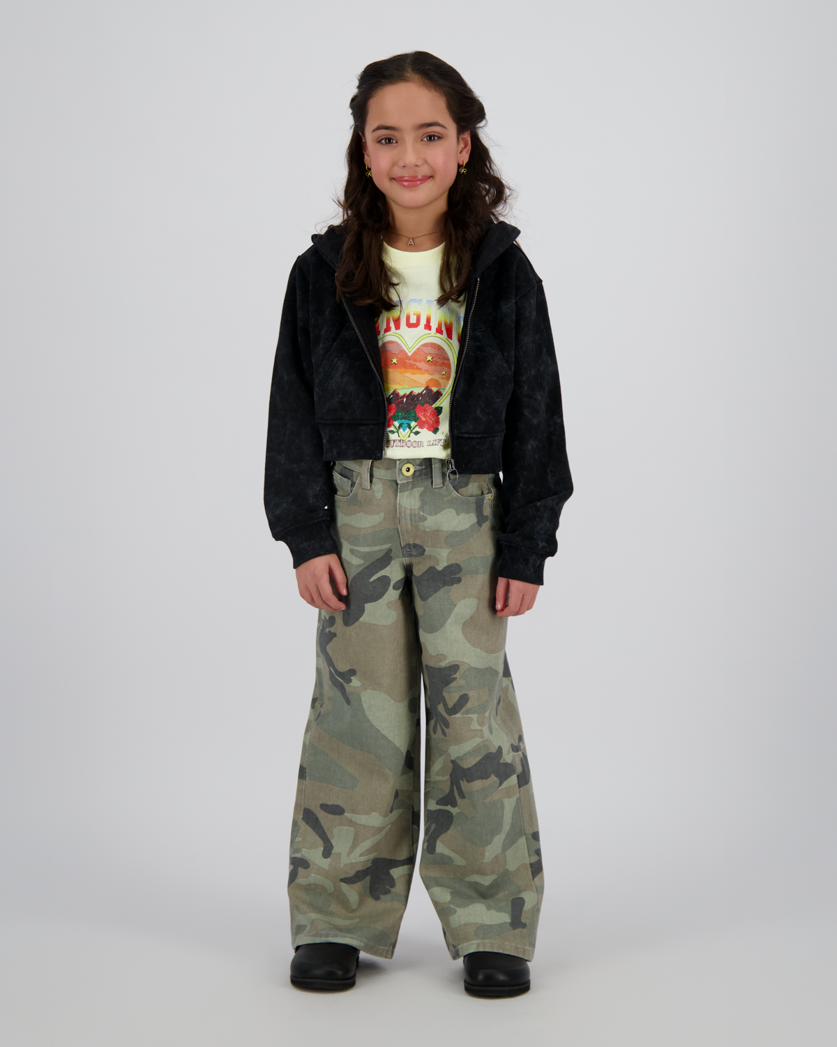 Extra wide leg Jeans Cassie Camo
