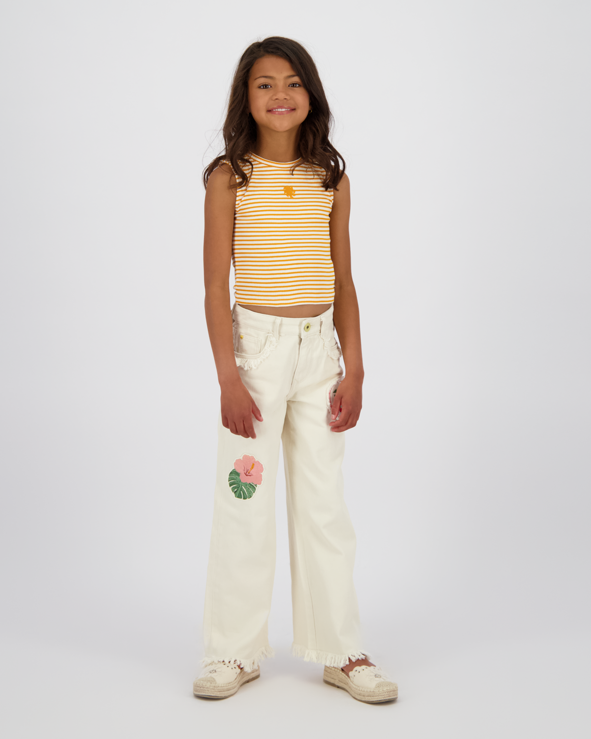 Top Icon-Crop stripe rib
