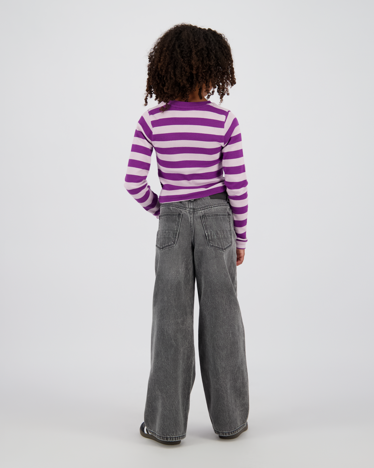 Top G-basic-crop rib stripe