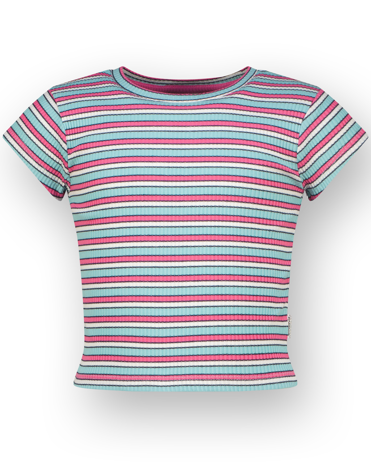 T-Shirt Basic rib crop striped tee