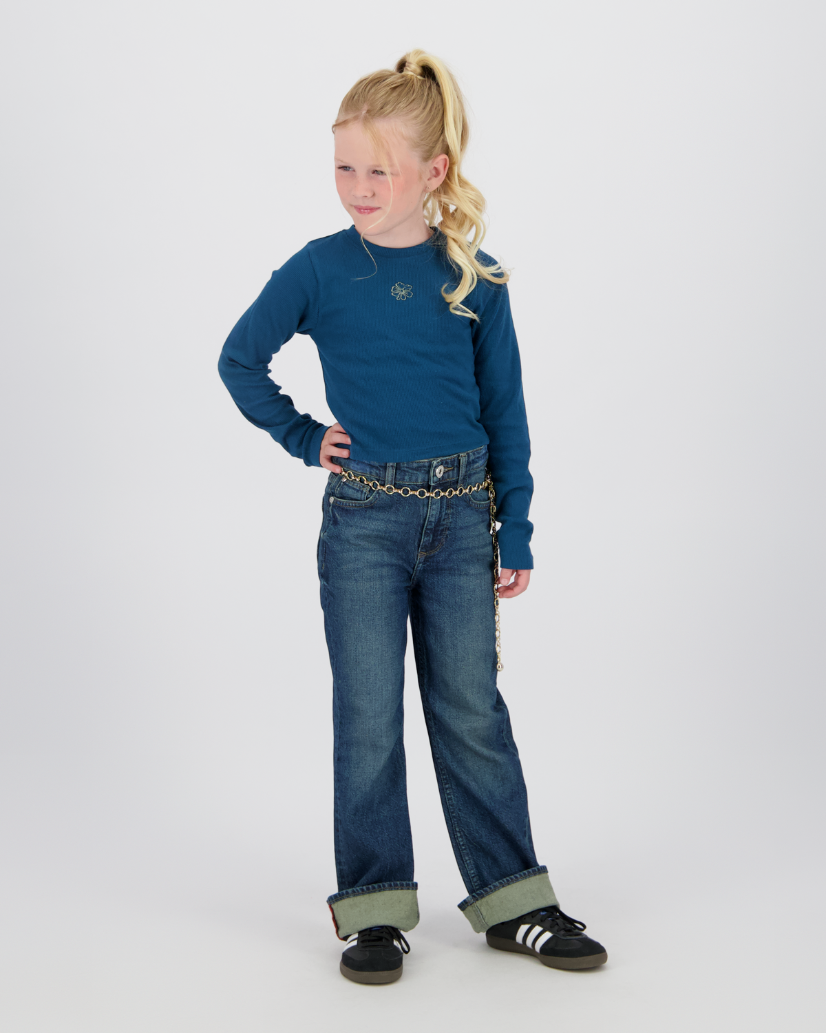 Top G-basic-crop rib longsleeve