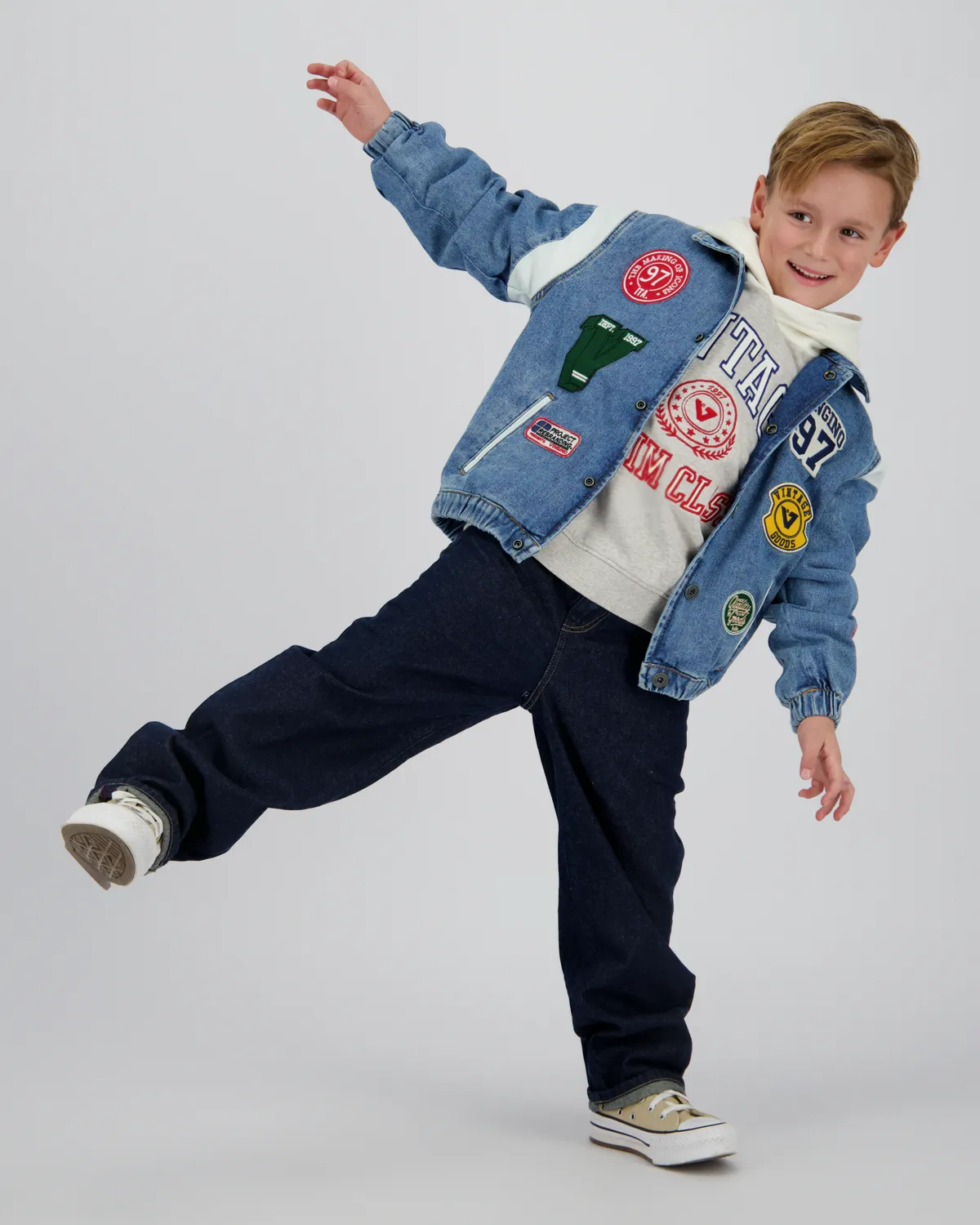 Jungen Boxy Jacke Figo badge | Blau