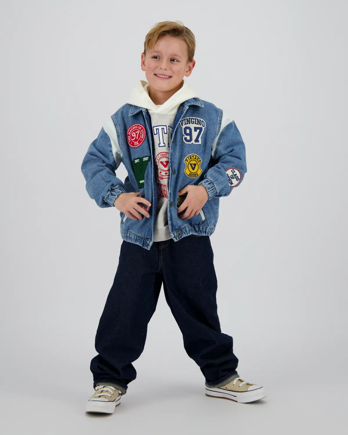 Jungen Boxy Jacke Figo badge | Blau