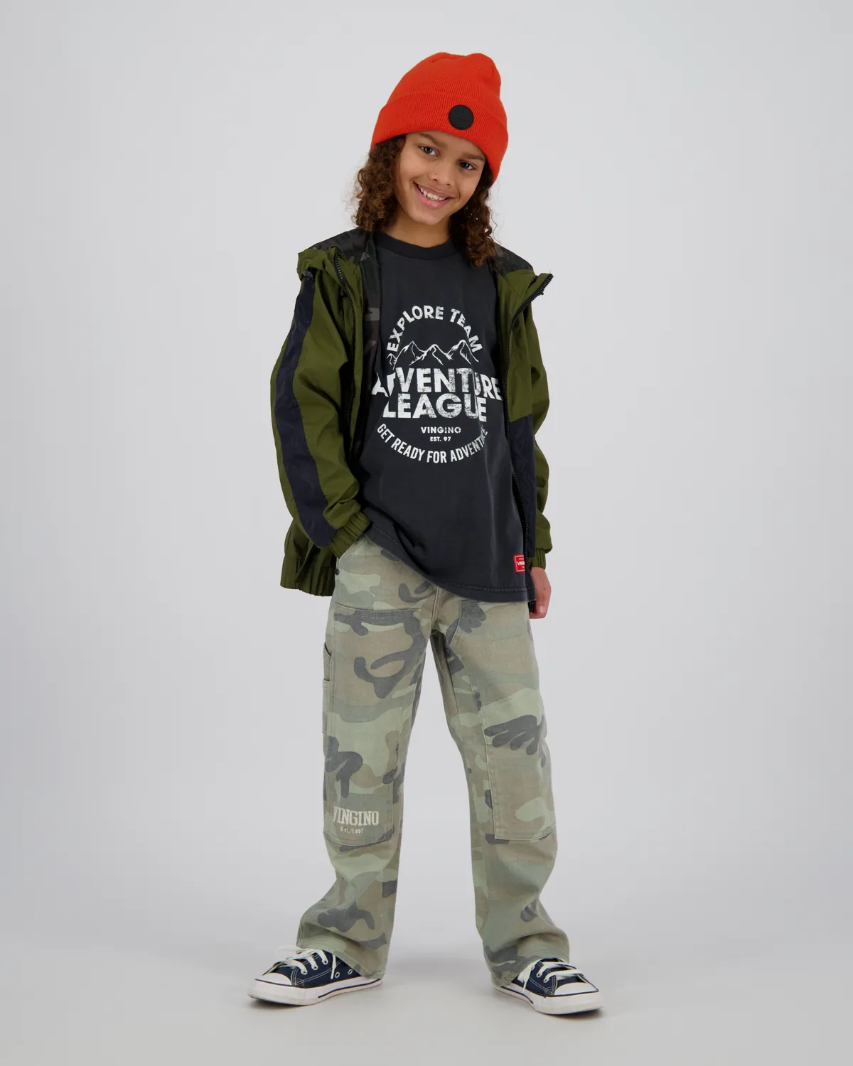 Jungen Relaxed Jeans Gino camo worker | Grün