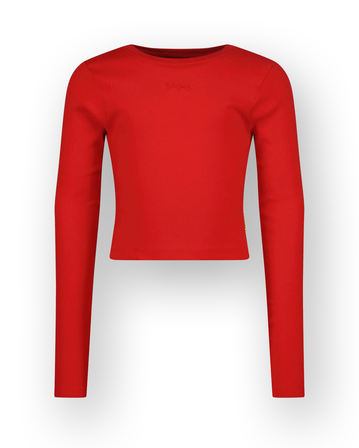 Mädchen T-shirt Basic crop rib top | Rot