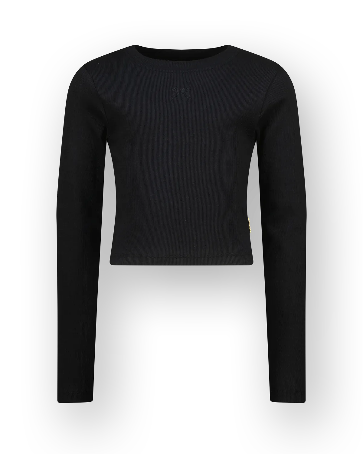 Mädchen T-shirt Basic crop rib top | Schwarz