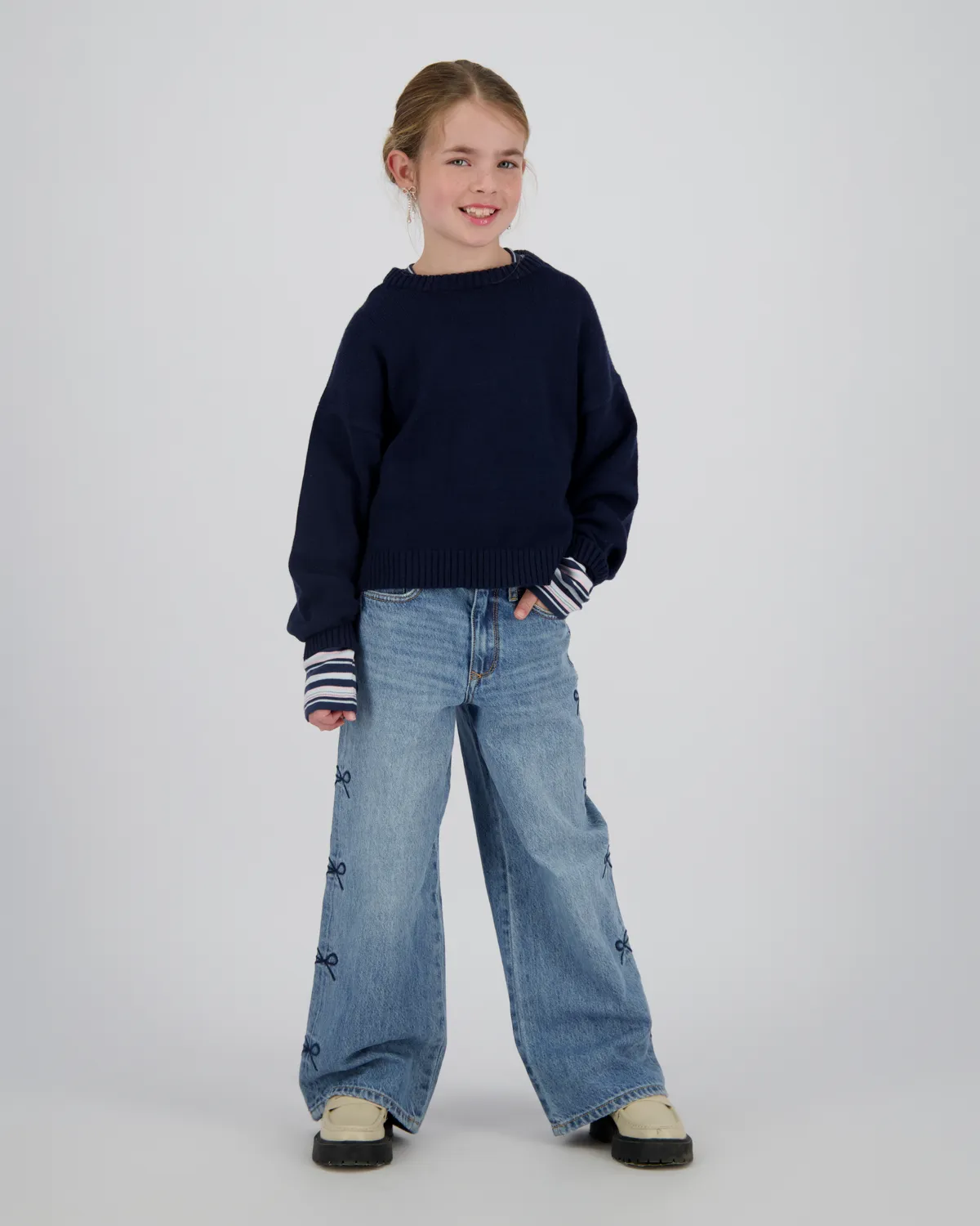 Mädchen Extra wide leg Jeans Cassie Bow | Blau