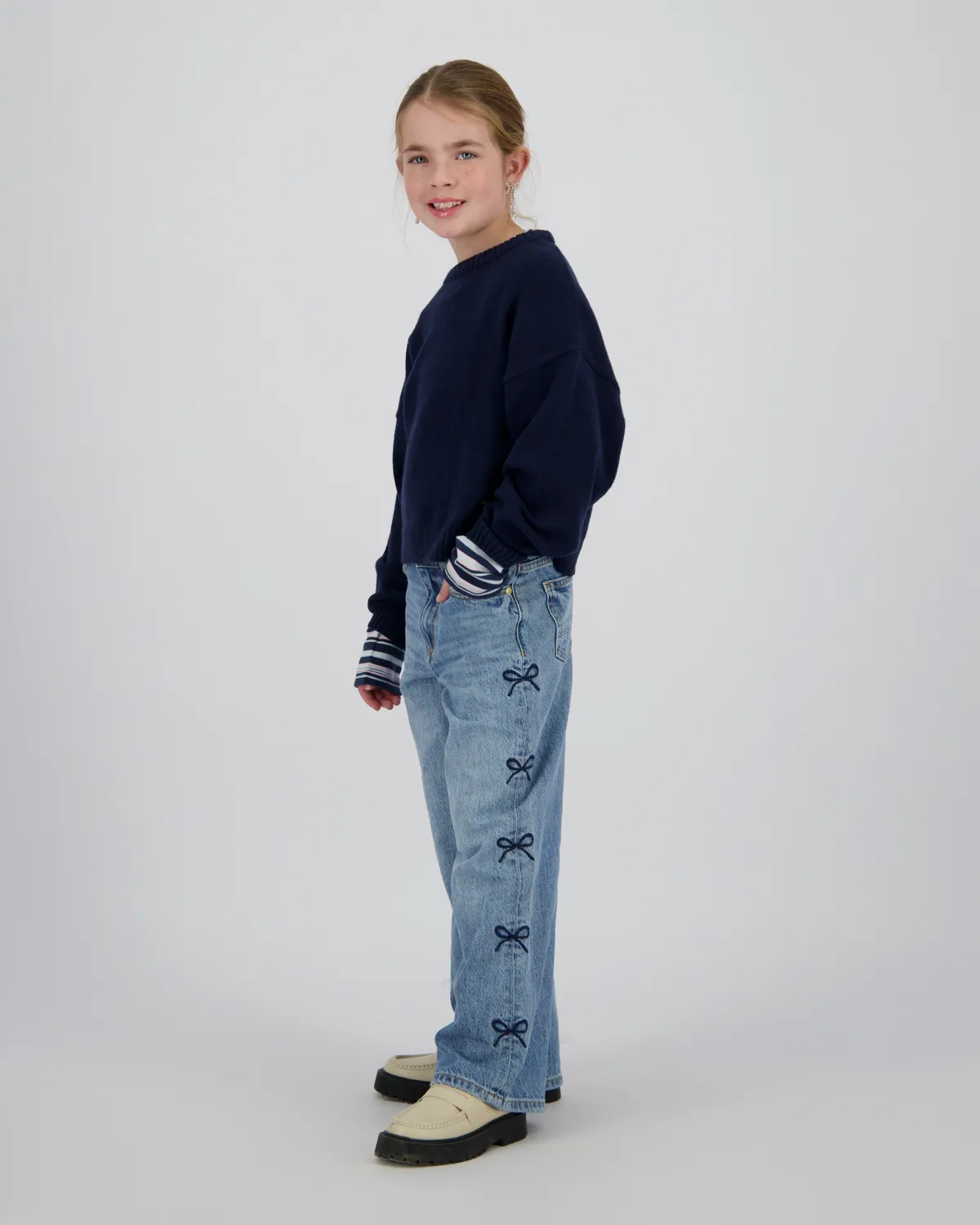 Mädchen Extra wide leg Jeans Cassie Bow | Blau