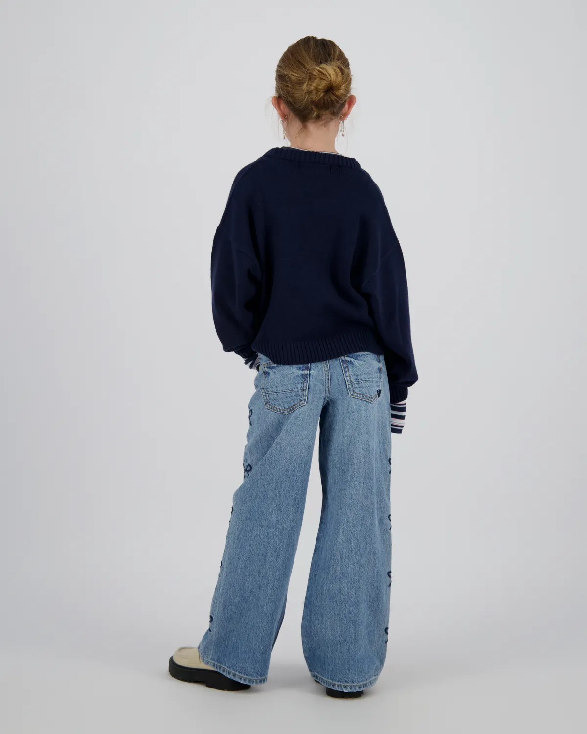 Mädchen Extra wide leg Jeans Cassie Bow | Blau