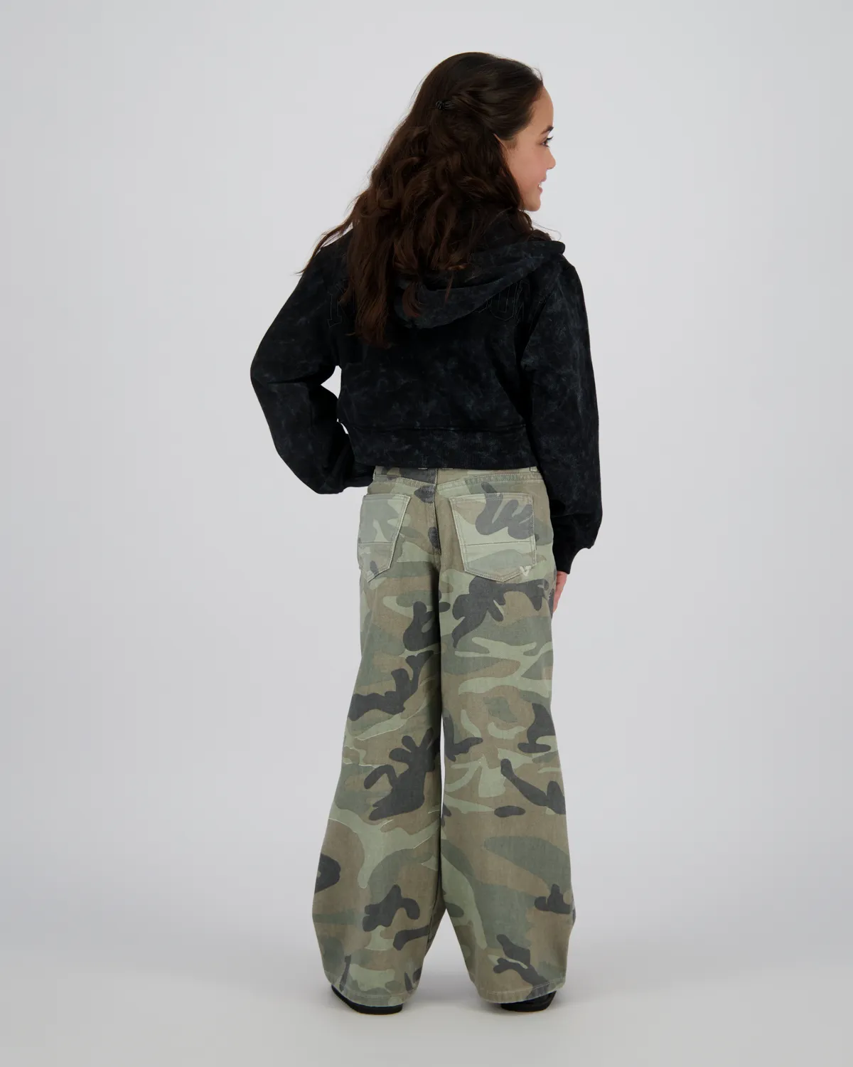 Mädchen Extra wide leg Jeans Cassie Camo | Grün