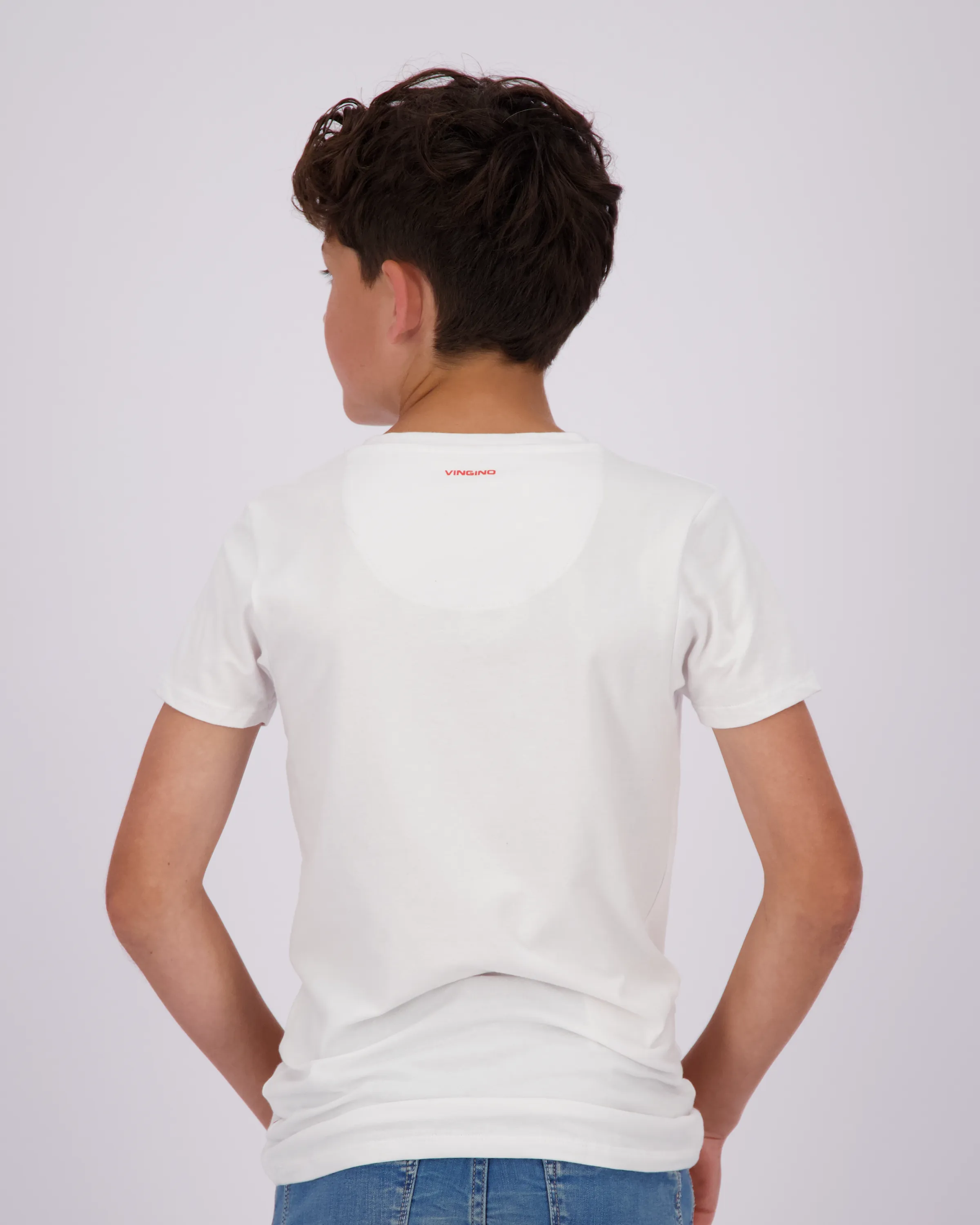 Jungen B Basic v-neck T-shirt | Weiß