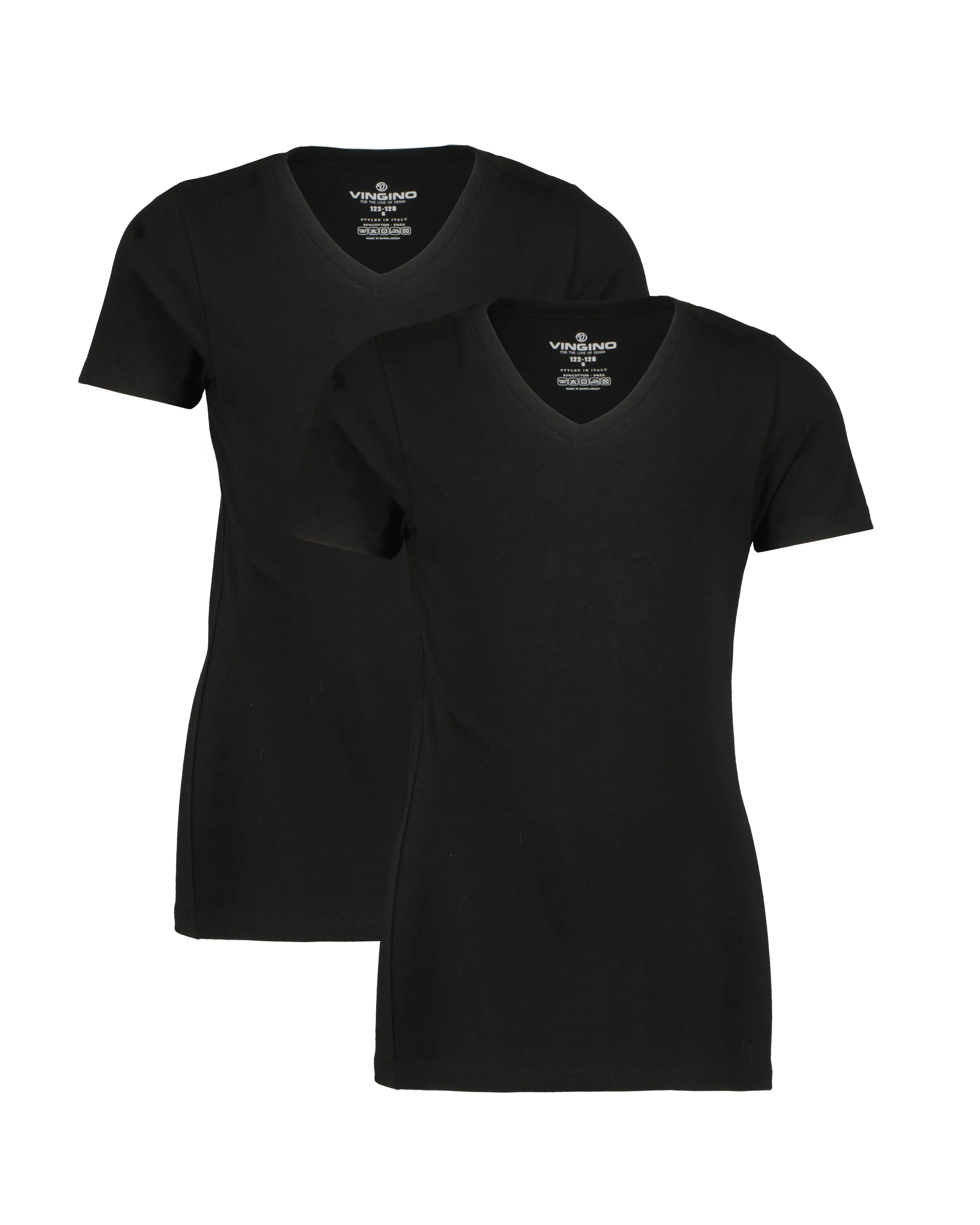 Jungen T-shirt V-neck 2 pack | Schwarz