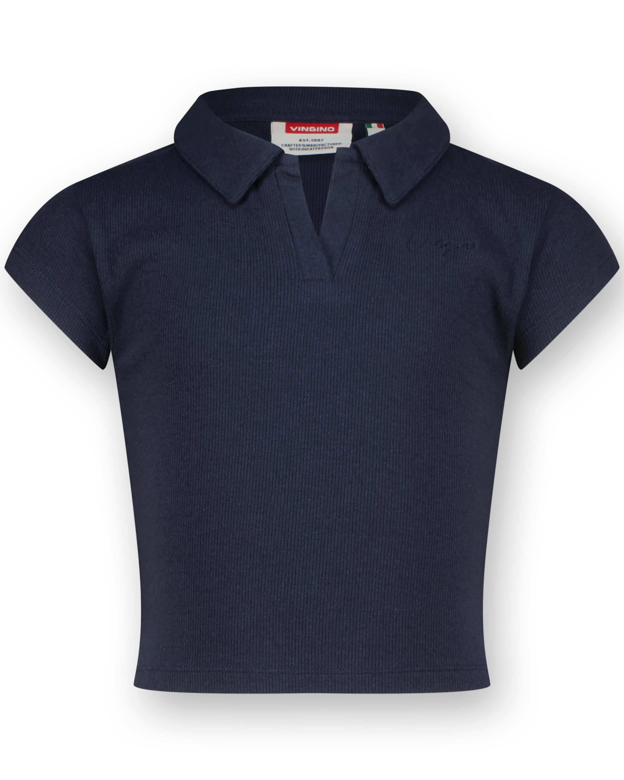 Top G-Basic-Crop Rib Polo