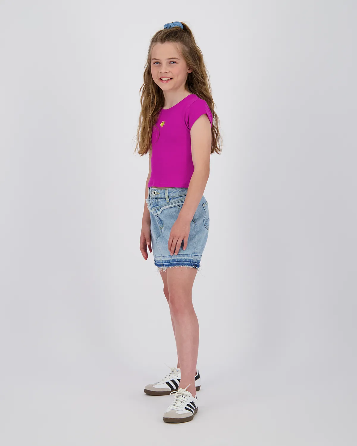 Mädchen T-shirt Basic-Crop Rib Tee | Rosa