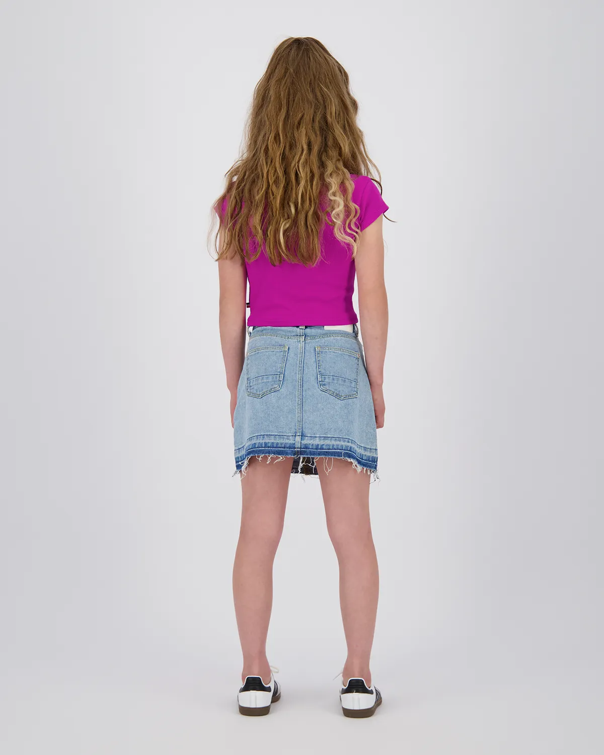 Mädchen T-shirt Basic-Crop Rib Tee | Rosa