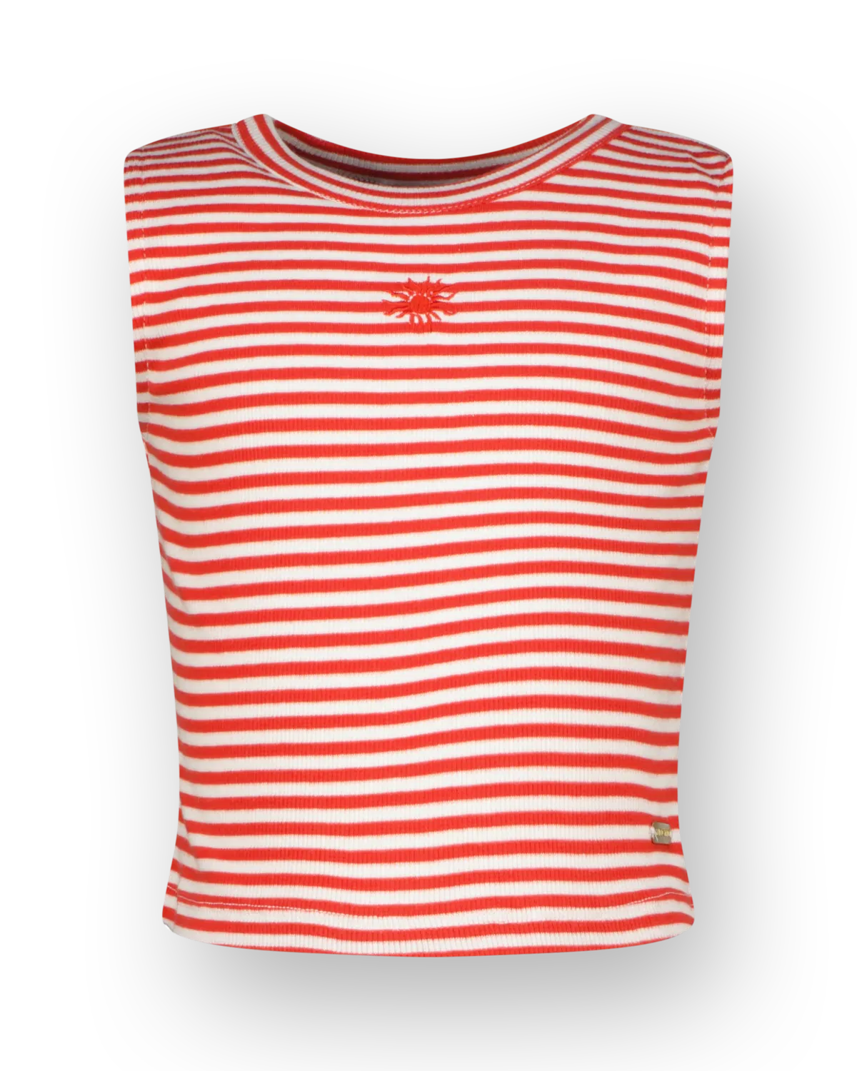 Mädchen Top Basic-Crop Rib Top Stripe | Rot