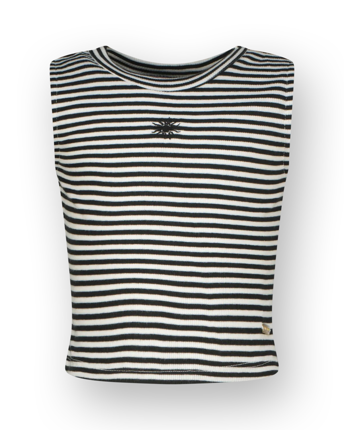 Mädchen Top Basic-Crop Rib Top Stripe | Schwarz