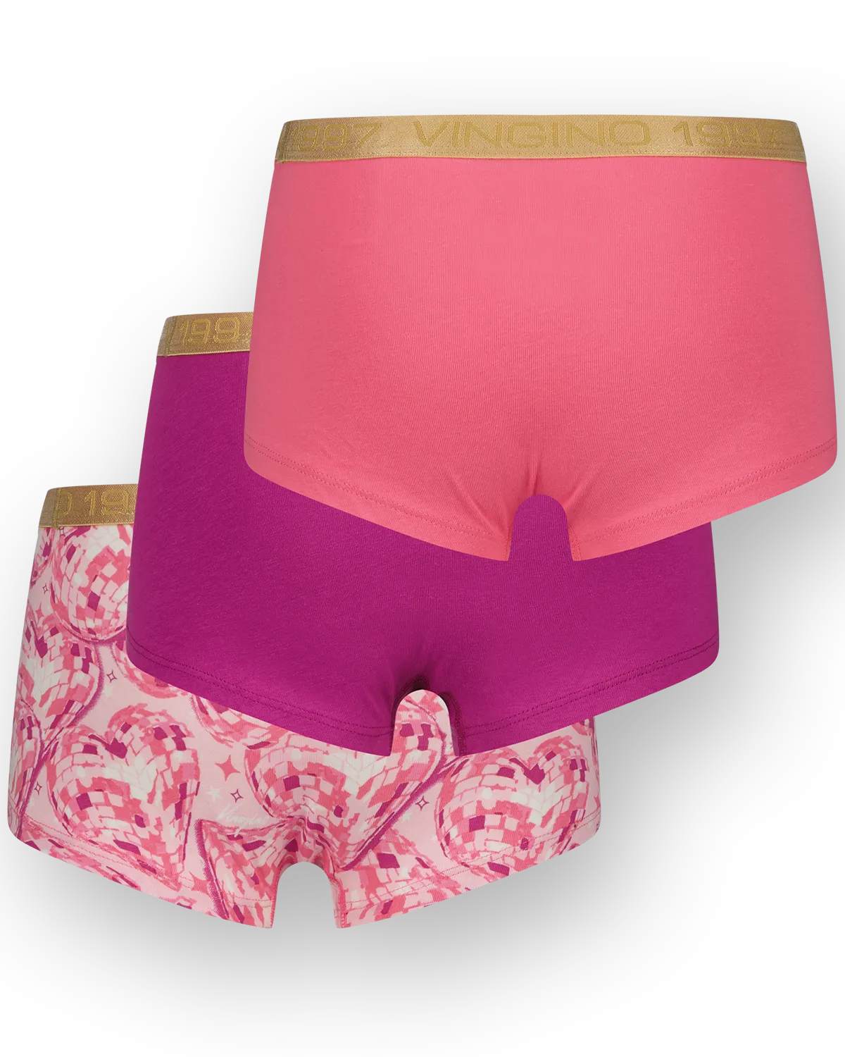 Mädchen Hipster disco heart 3-pack | Rosa