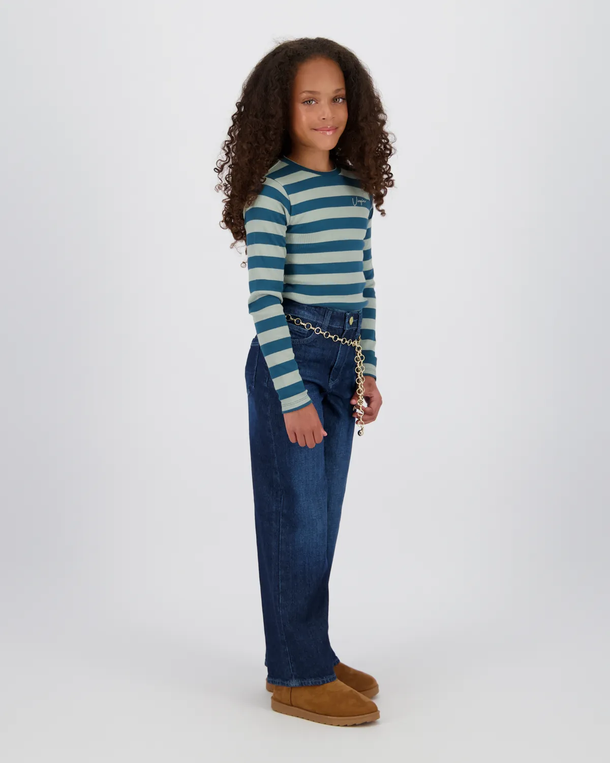 Mädchen Top G-basic-crop rib stripe | Grün