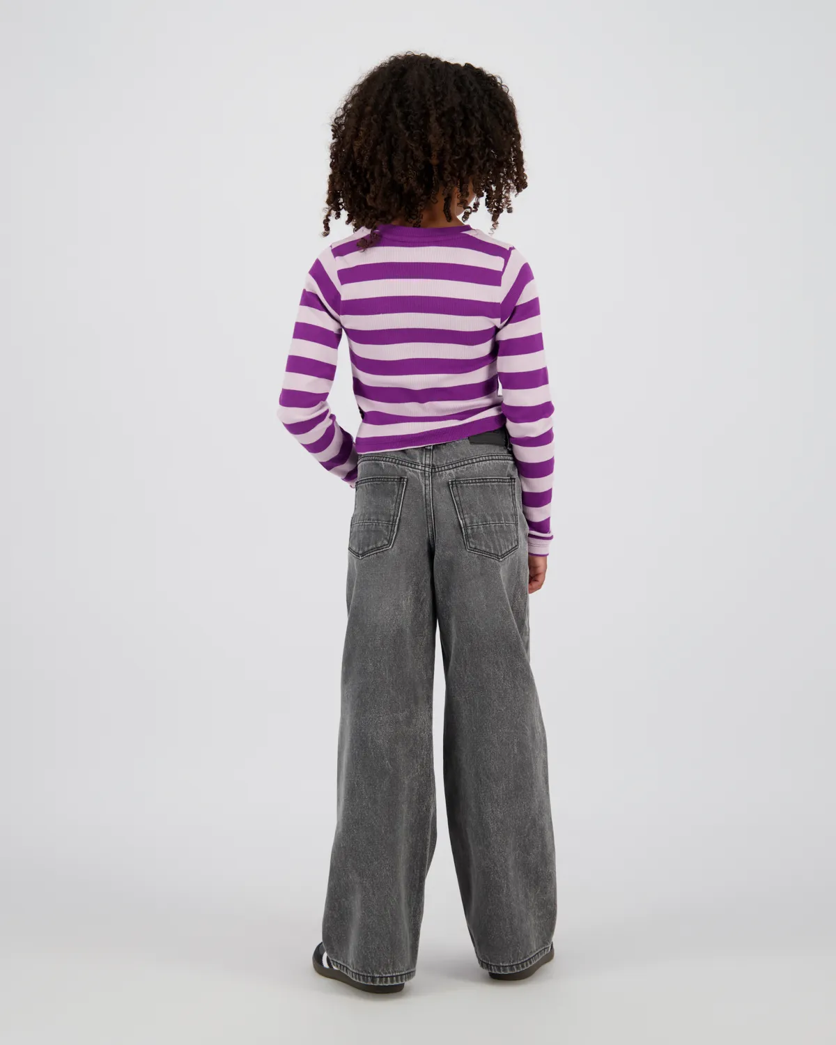Mädchen Top G-basic-crop rib stripe | Lila