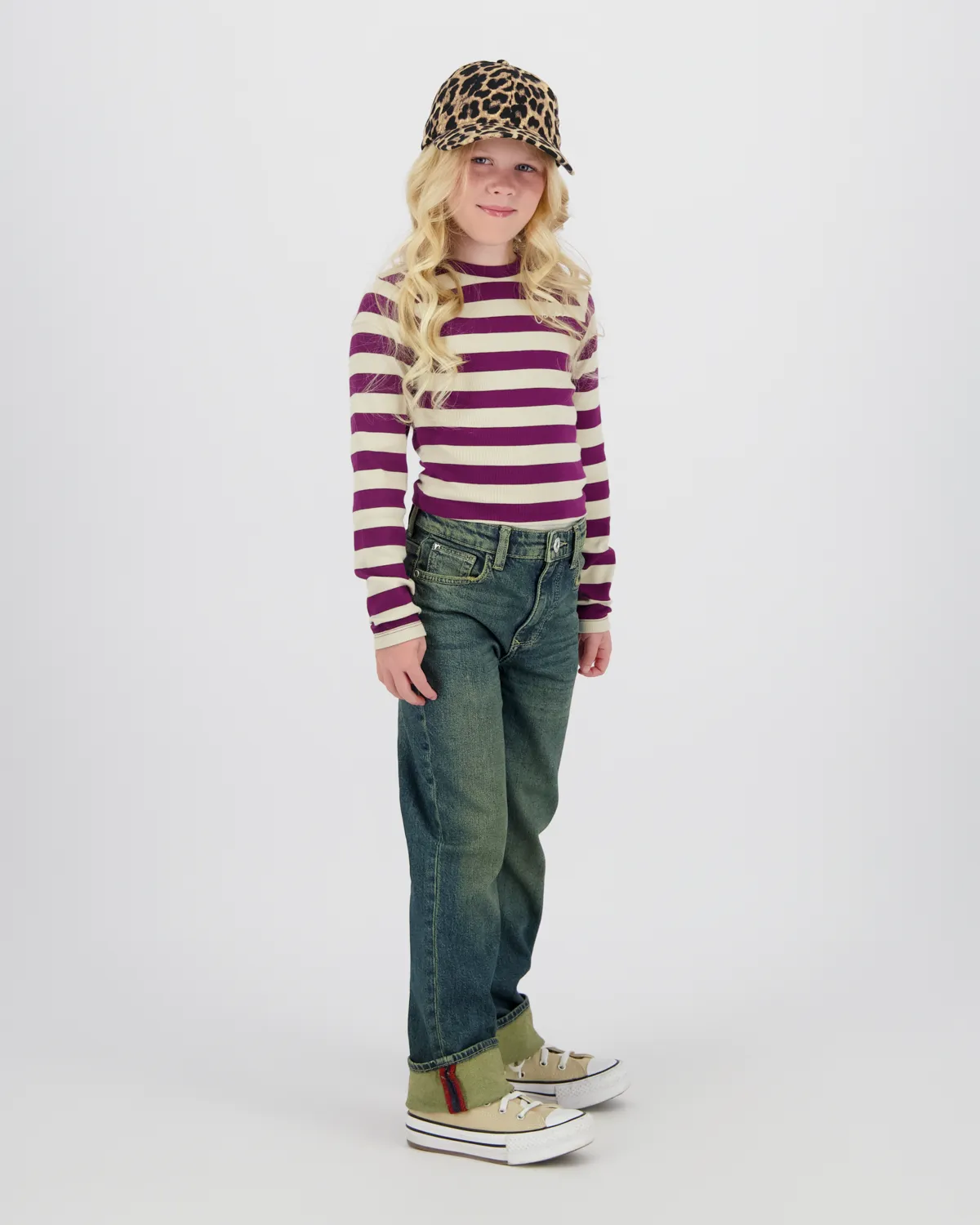 Mädchen Top G-basic-crop rib stripe | Lila
