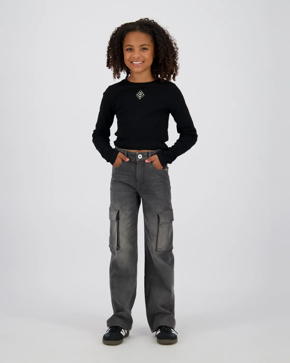 Mädchen Wide leg Jeans Coco Cargo | Schwarz