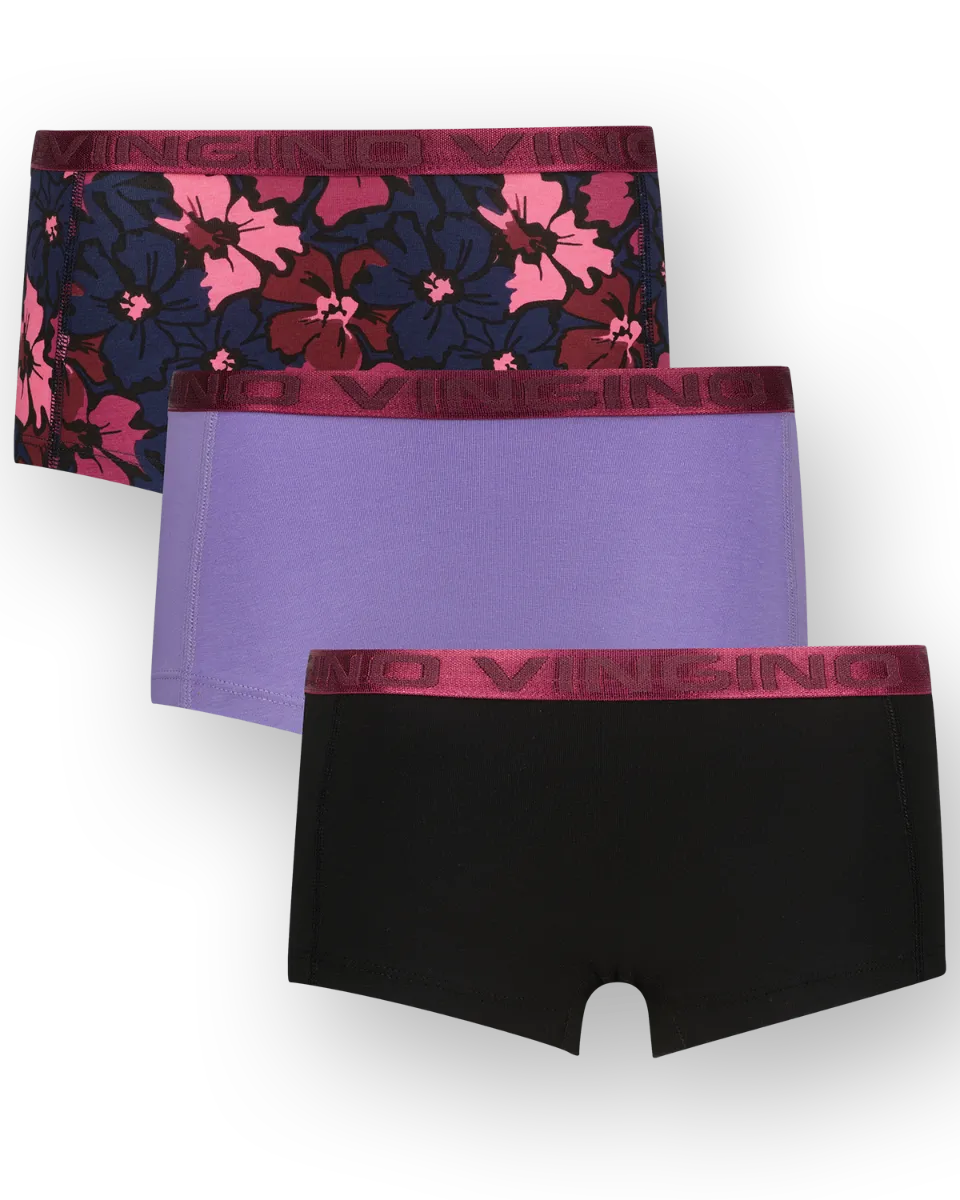 Mädchen Hipster flower 3-pack | Schwarz