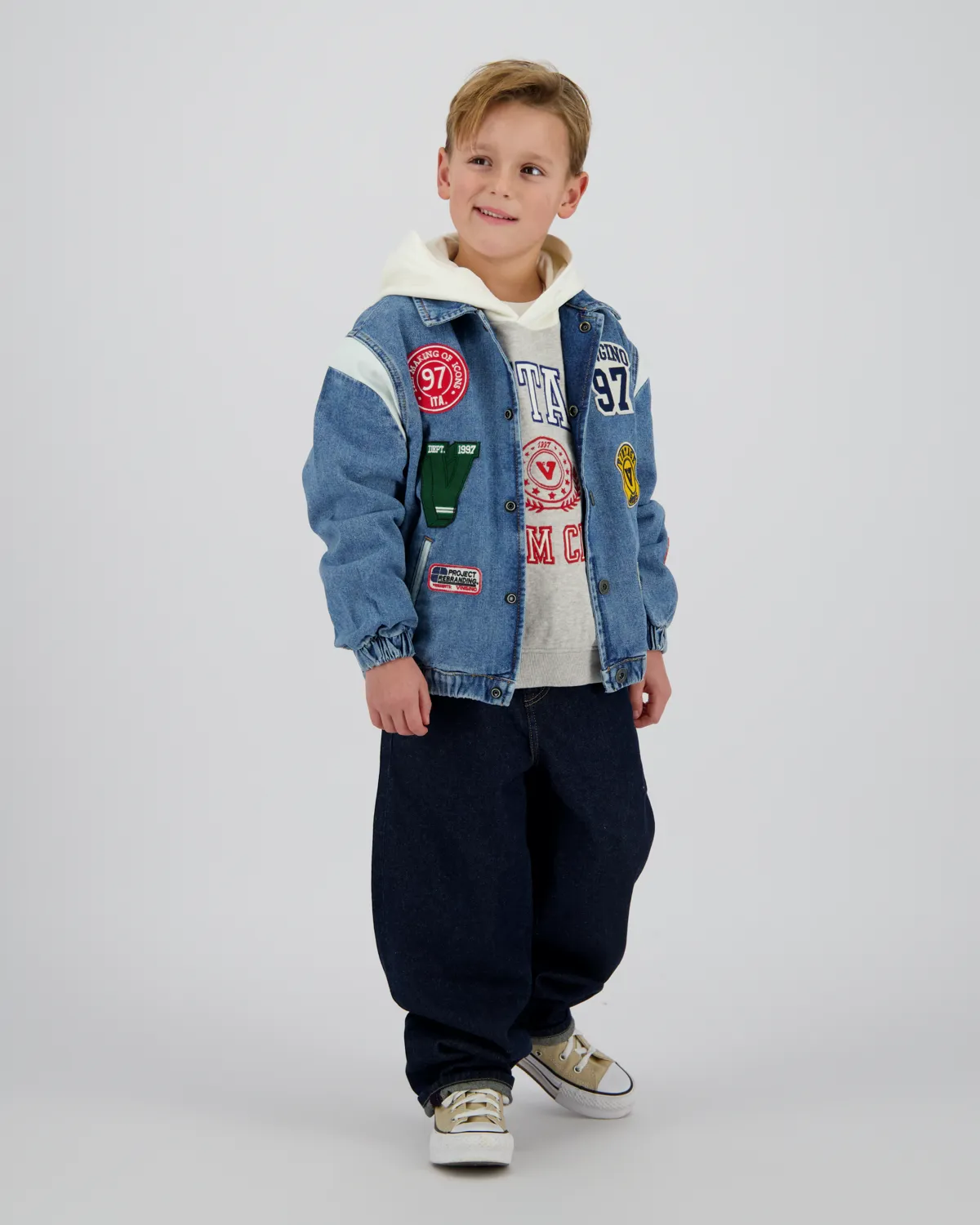 Jungen Boxy Jacke Figo badge | Blau