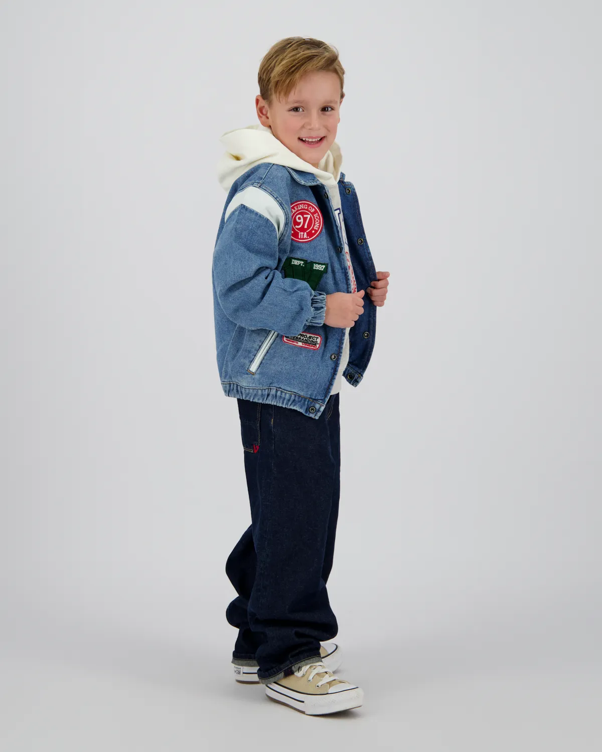 Jungen Boxy Jacke Figo badge | Blau