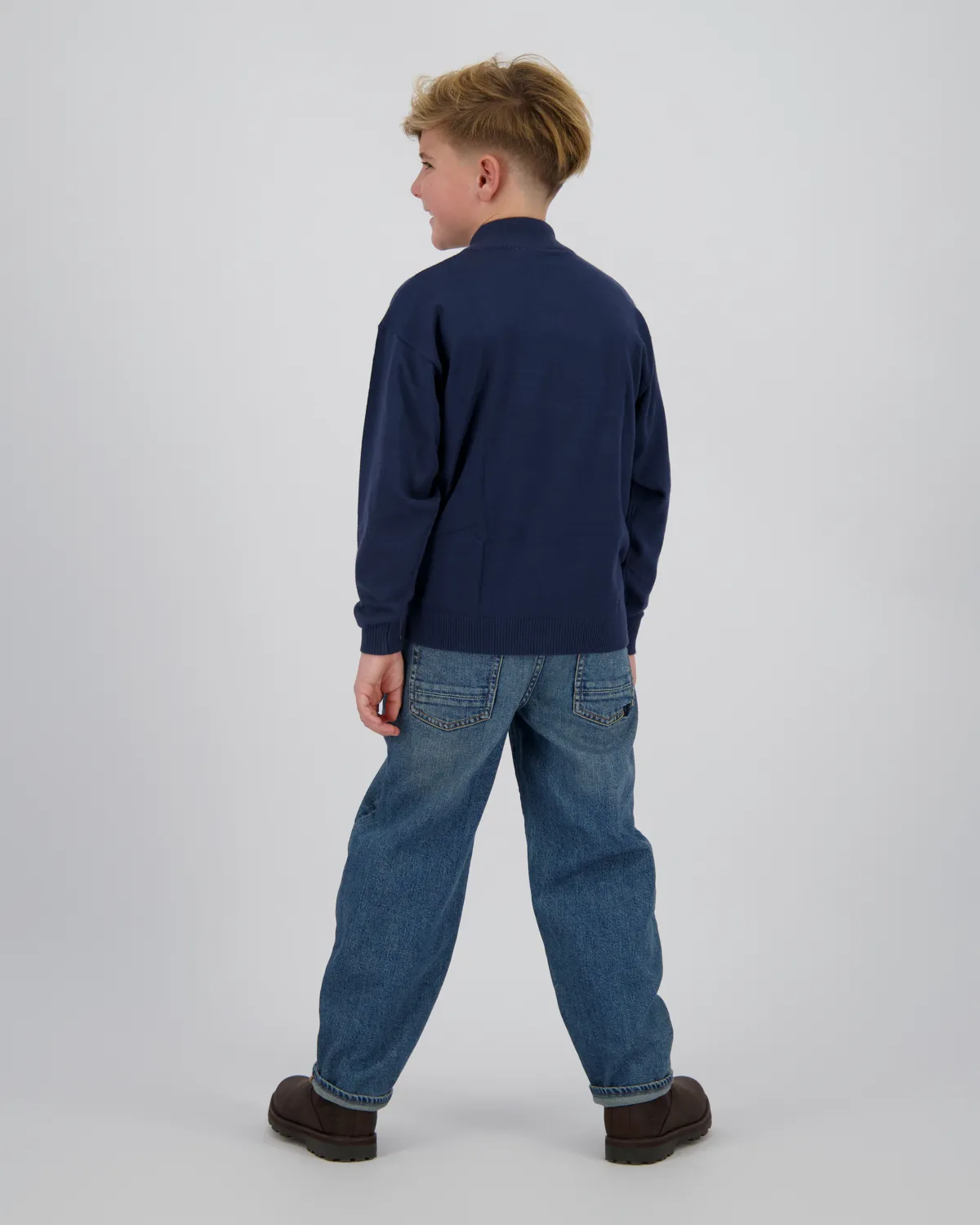 Jungen Flat knit Icon-halfzip | Blau