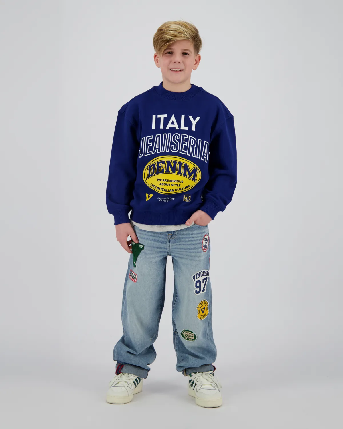 Jungen Baggy Jeans Kit badge | Blau