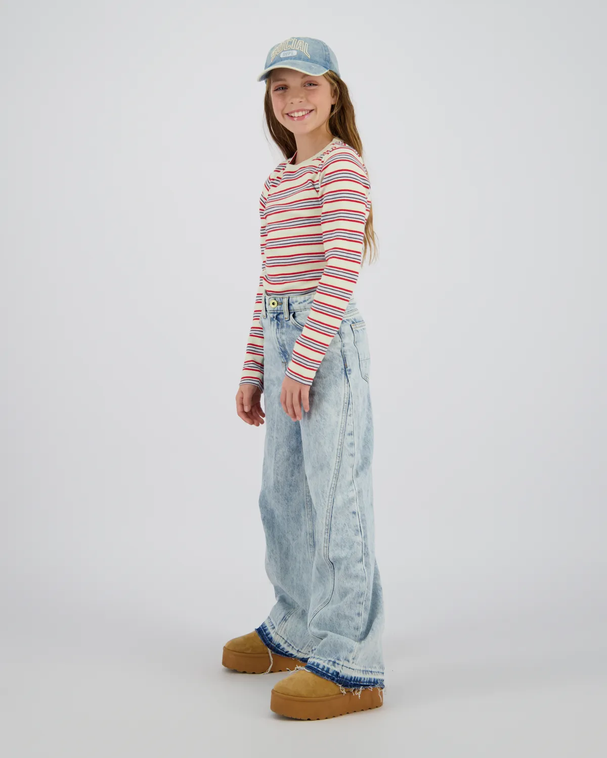 Mädchen T-shirt Basic stripe top | Gelb