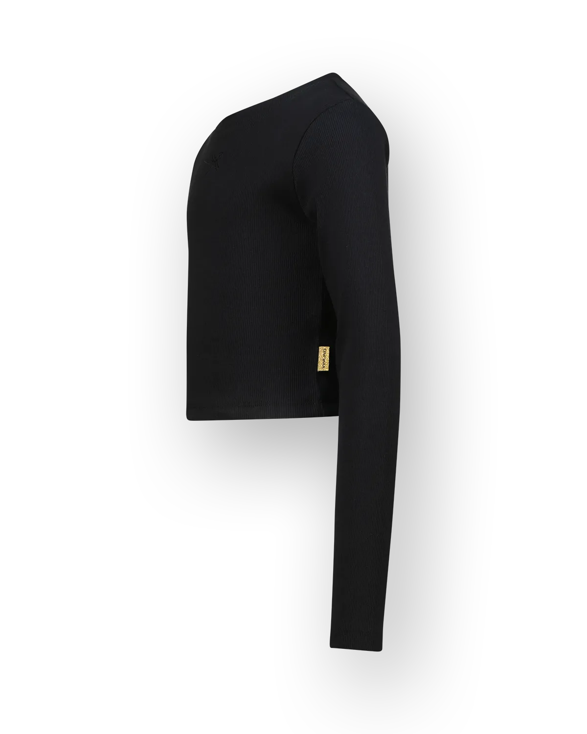 Mädchen T-shirt Basic crop rib top | Schwarz