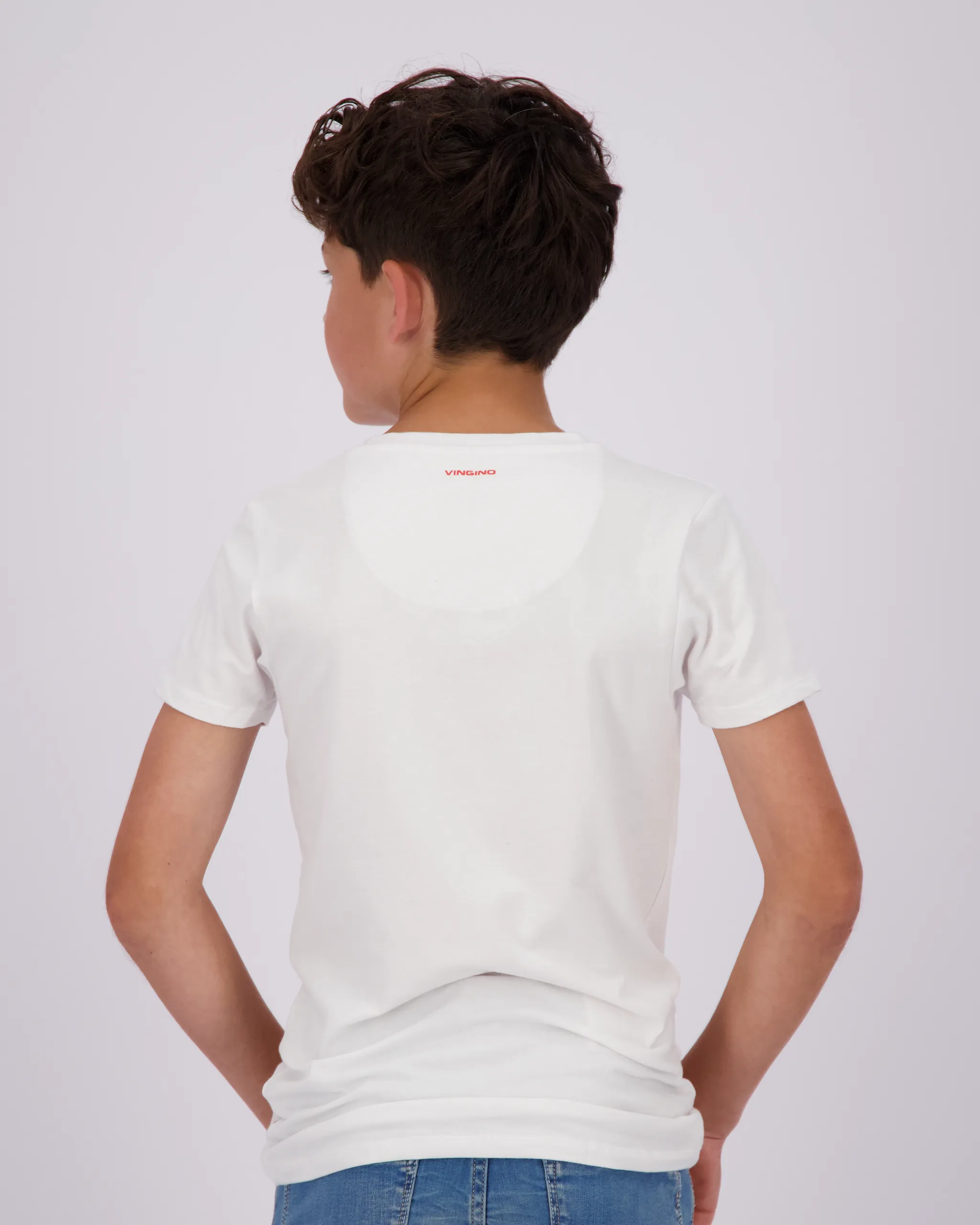 Jungen B Basic v-neck T-shirt | Weiß