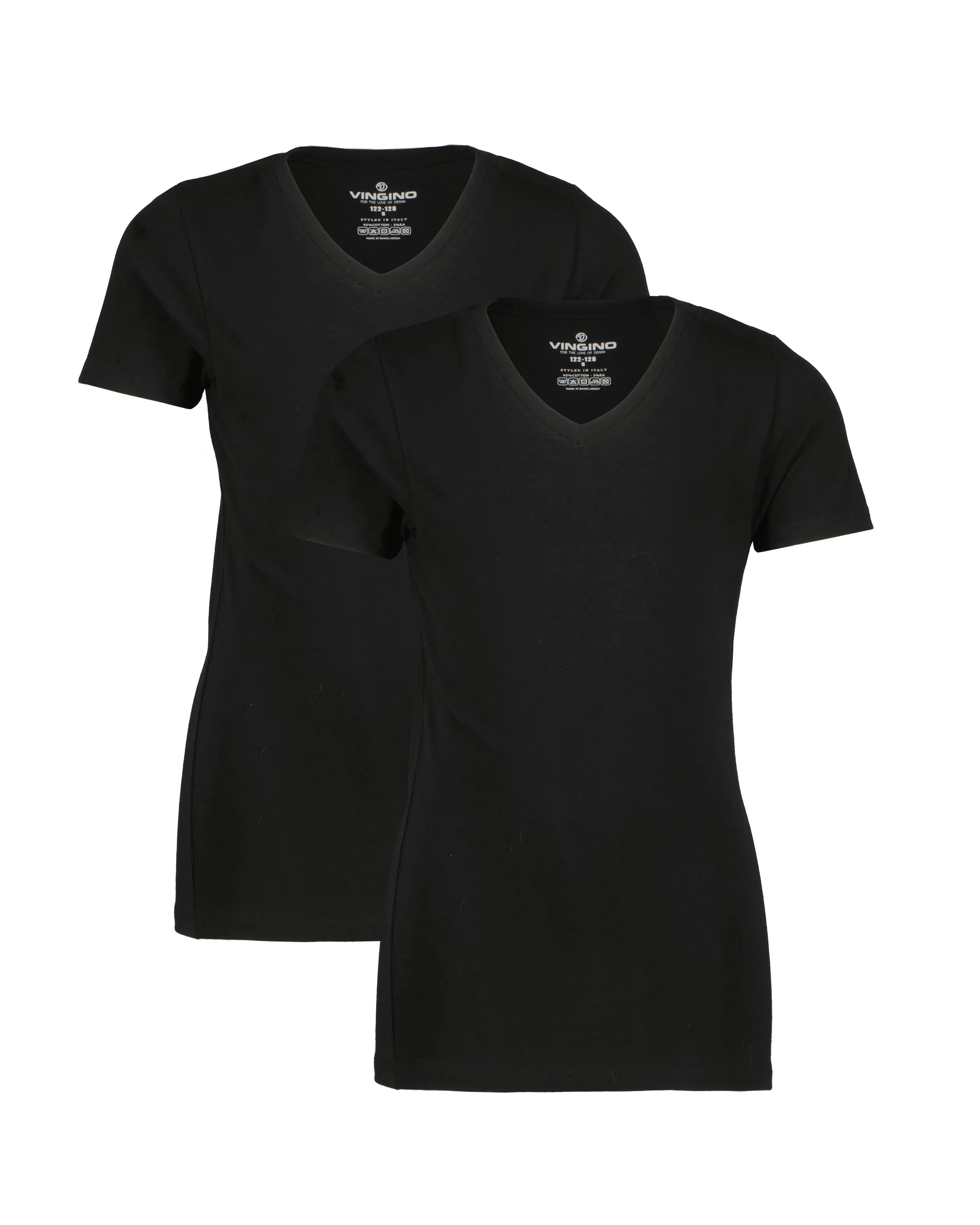 Jungen T-shirt V-neck 2 pack | Schwarz