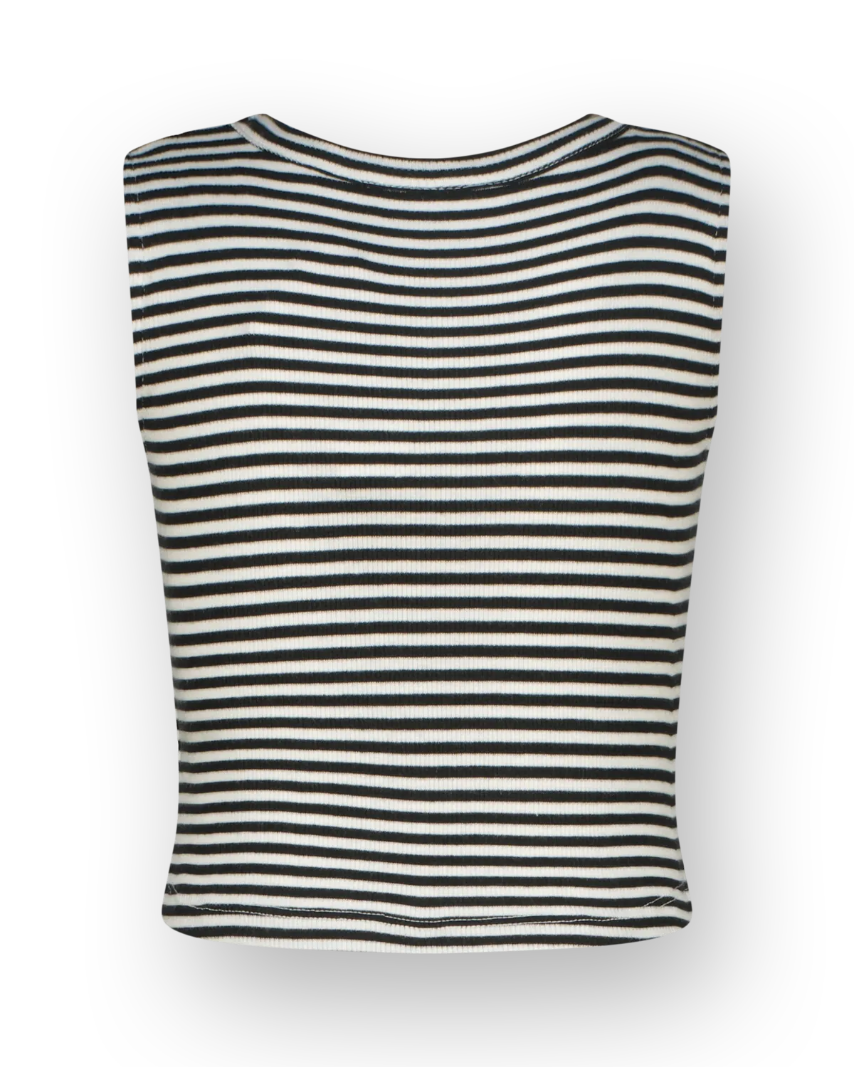 Mädchen Top Basic-Crop Rib Top Stripe | Schwarz