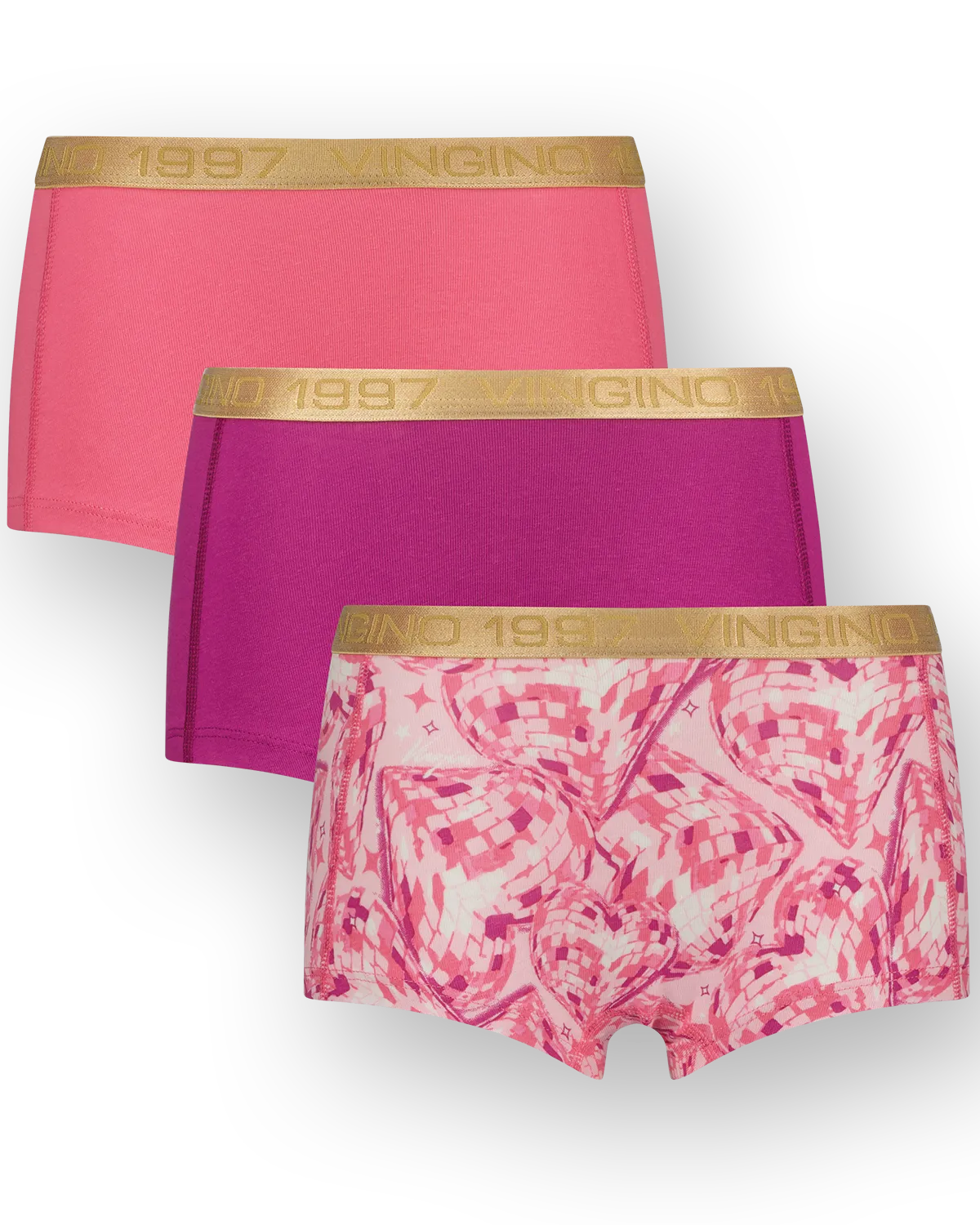 Mädchen Hipster disco heart 3-pack | Rosa