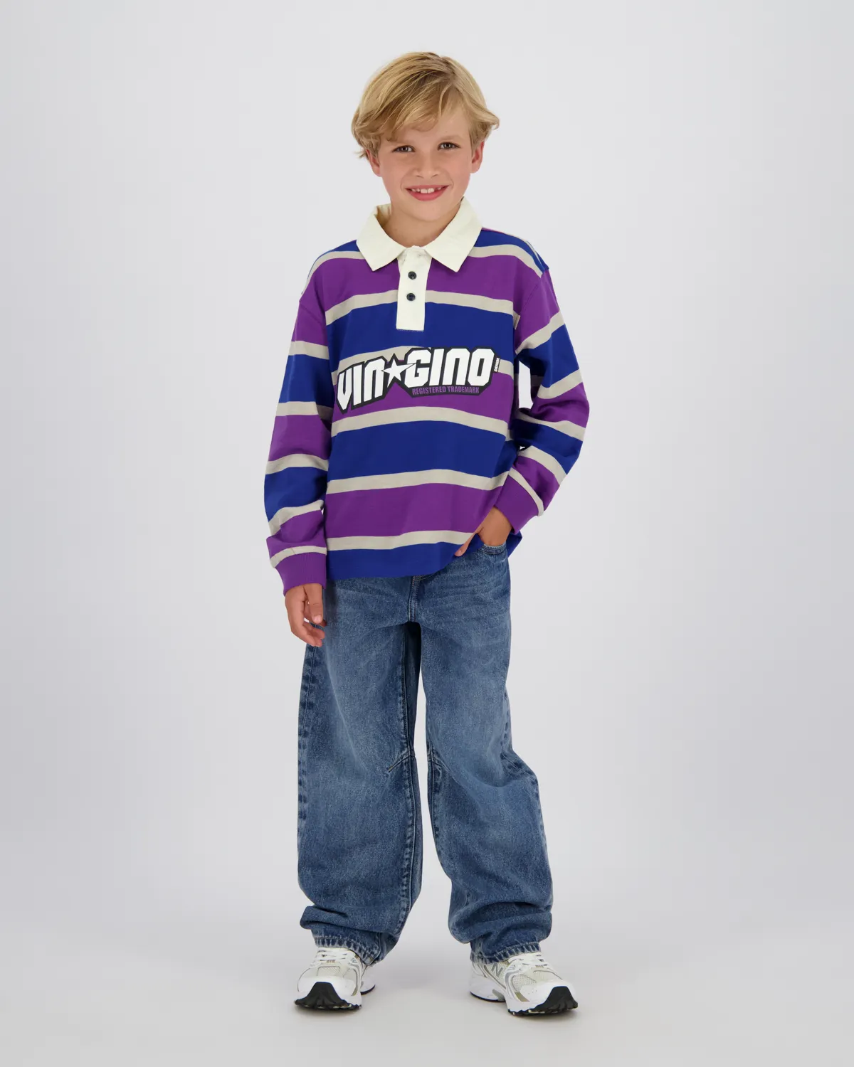 Jungen Longsleeve Polo Nayo | Lila
