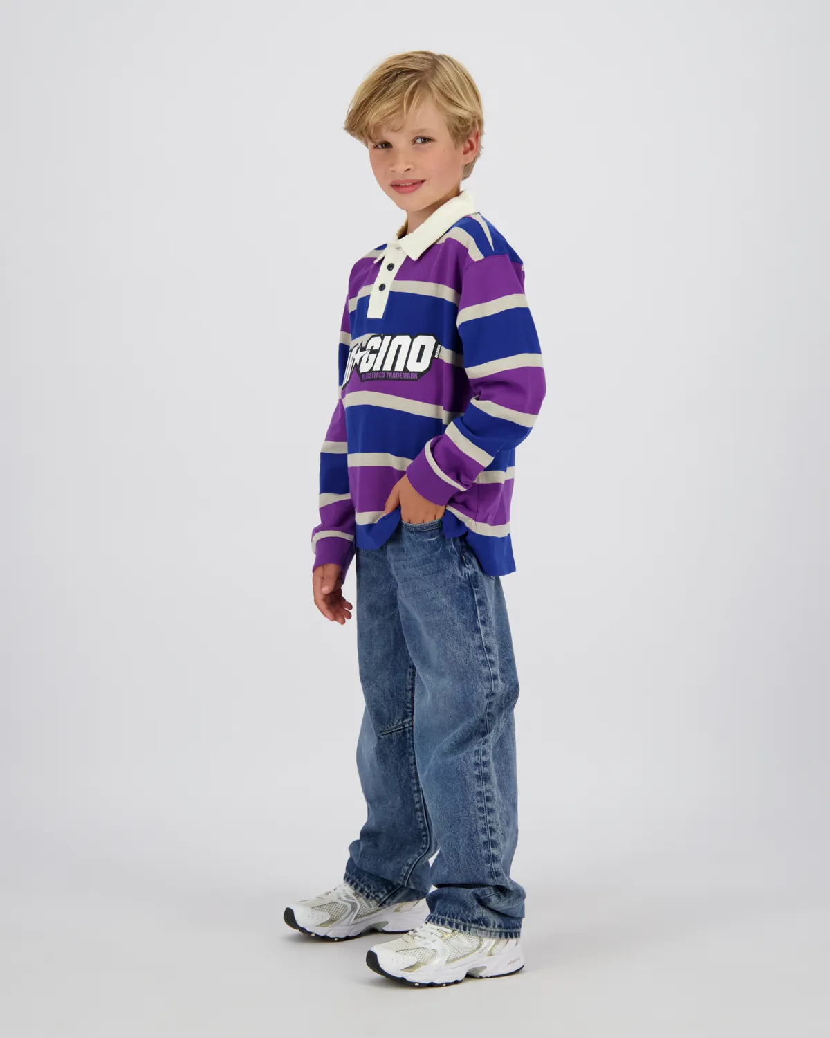 Jungen Longsleeve Polo Nayo | Lila
