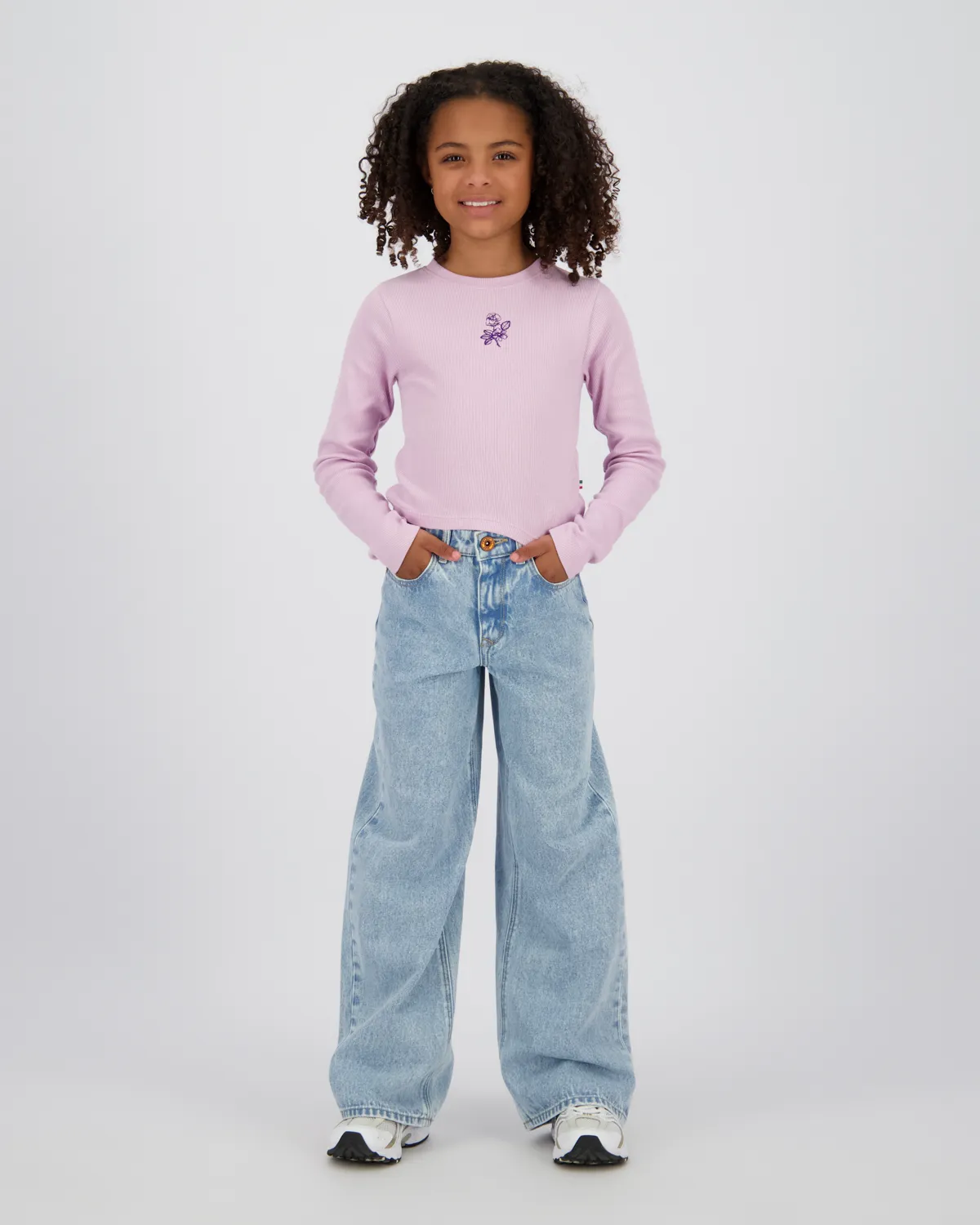 Mädchen Top G-basic-crop rib longsleeve | Lila