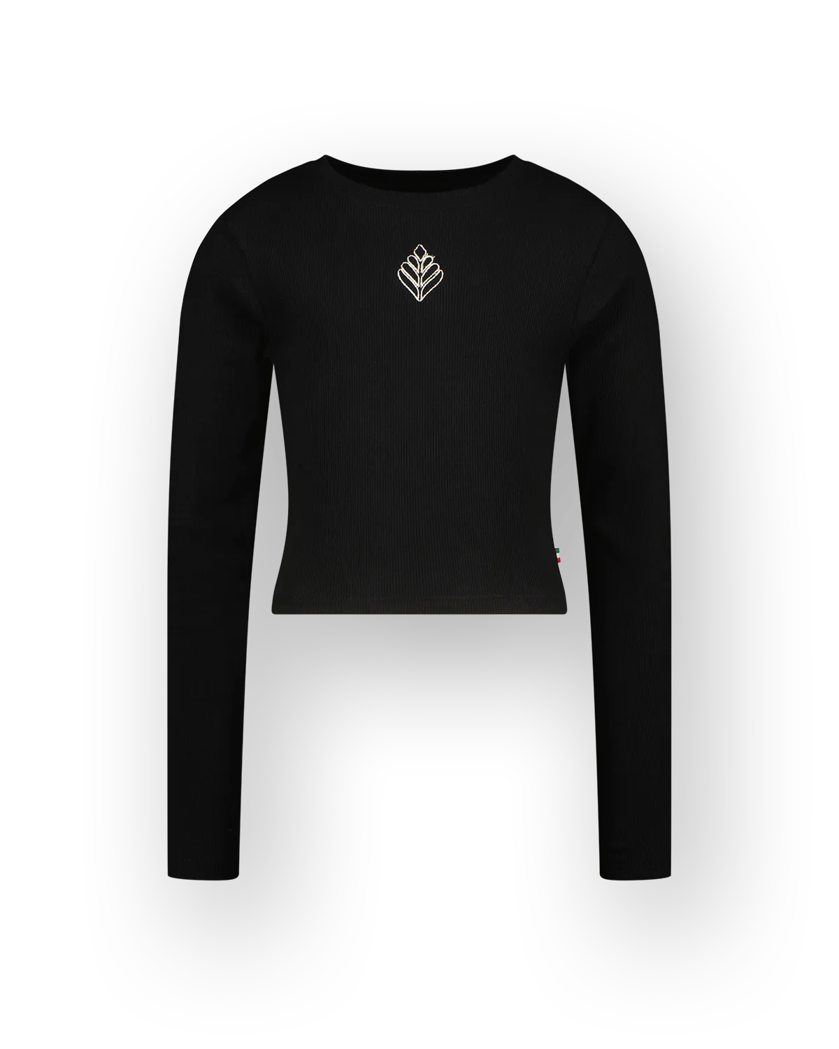 Mädchen Top G-basic-crop rib longsleeve | Schwarz