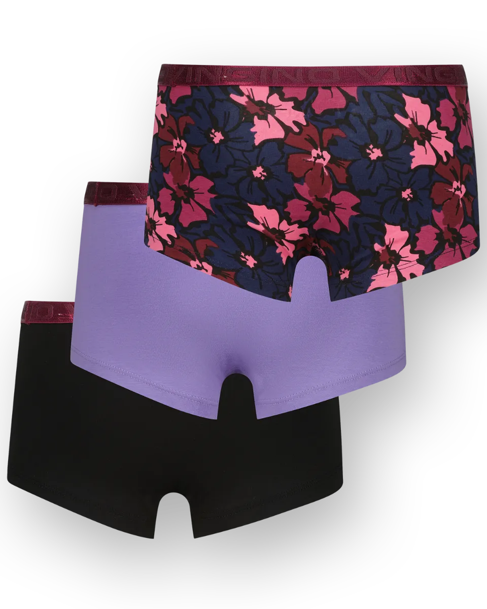 Mädchen Hipster flower 3-pack | Schwarz