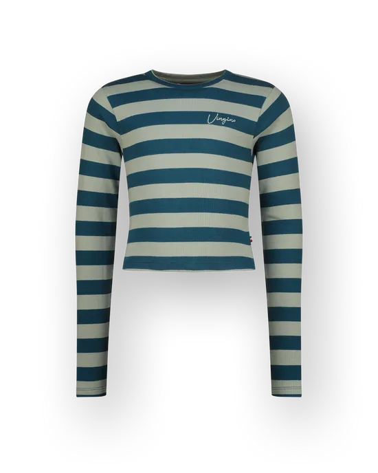 Top G-basic-crop rib stripe