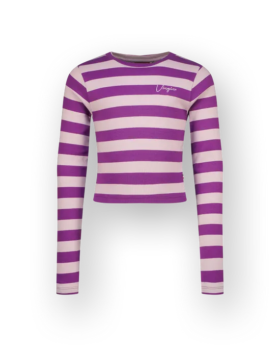 Top G-basic-crop rib stripe
