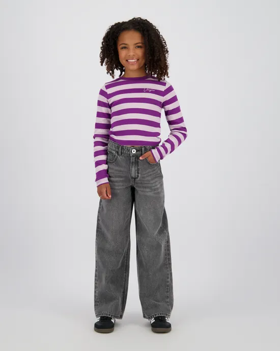 Top G-basic-crop rib stripe