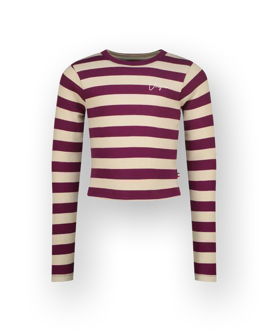 Top G-basic-crop rib stripe