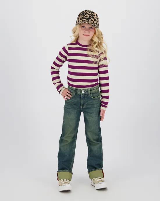 Top G-basic-crop rib stripe